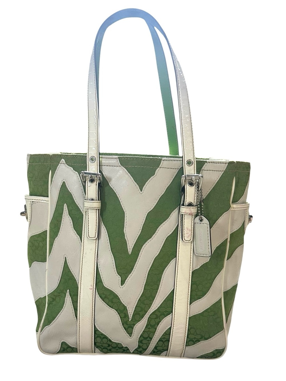 COACH: Vintage Zebra Patchwork Green White Purse 1862 Handbag